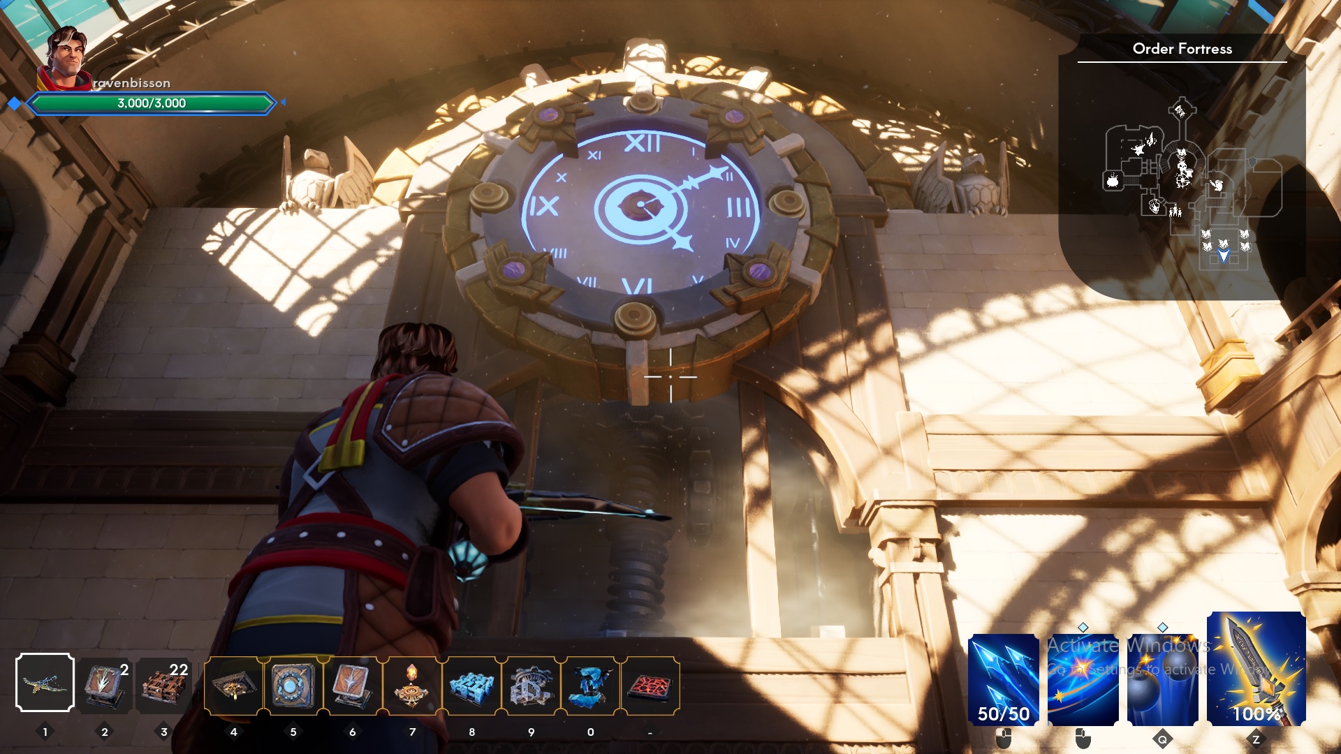 A visual of the clock in the library of the game Omd:d. it shows the time 4:10